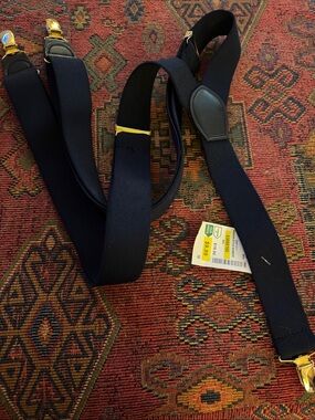Steinmark Navy Blue Men's Suspenders with Gold Clips
